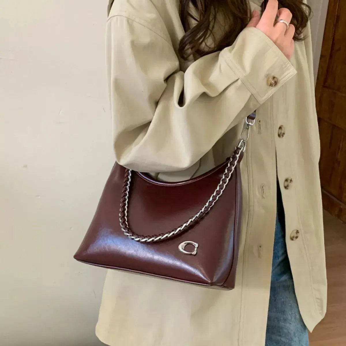 Chic Chain Accent Shoulder Bag Simply Love