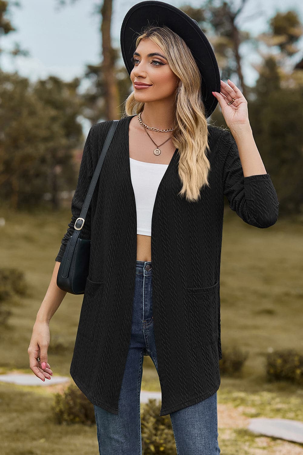 Open Front Long Sleeve Cardigan.