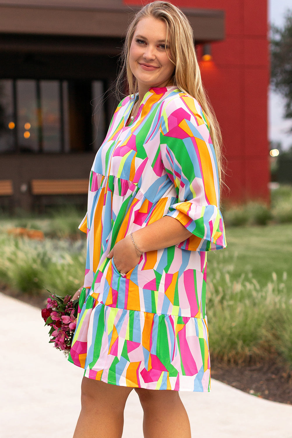 Vibrant Plus Size Mini Dress