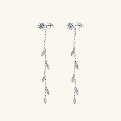 1.38 Carat Moissanite 925 Sterling Silver Leaf Earrings.