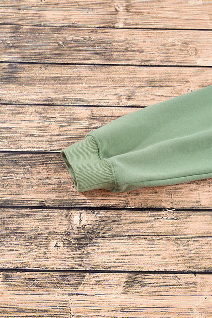 Smoke green casual drop shoulder crewneck pullover sweatshirt