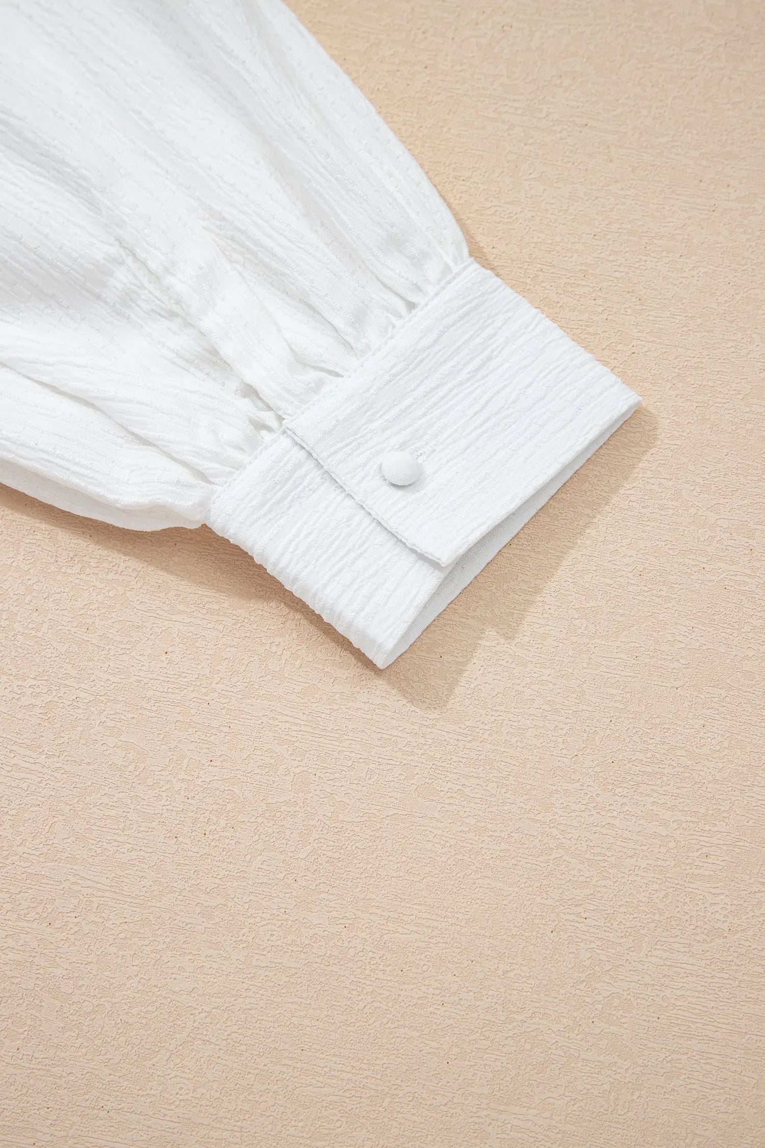 White Crinkled Texture Lantern Sleeve Button Down Loose Shirt Dear-Lover Dropshipping