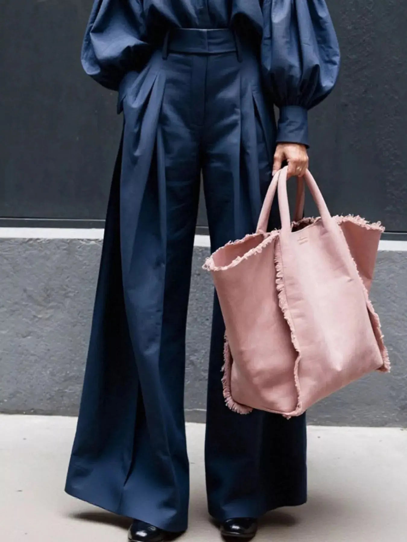 Lantern Sleeve Shirt and Wide Leg Pants Set Simply Love