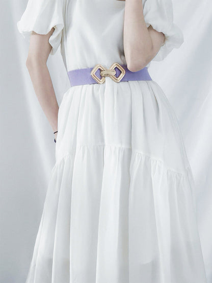 Geometric Buckle Elastic Wide Belt.