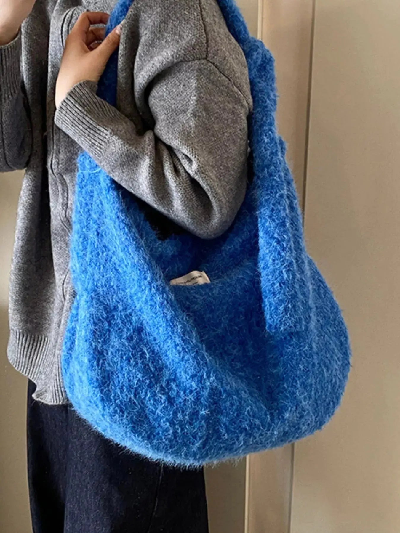 Red Plush Fuzzy Crossbody Bag Medium Size With Soft Cozy Texture Simply Love
