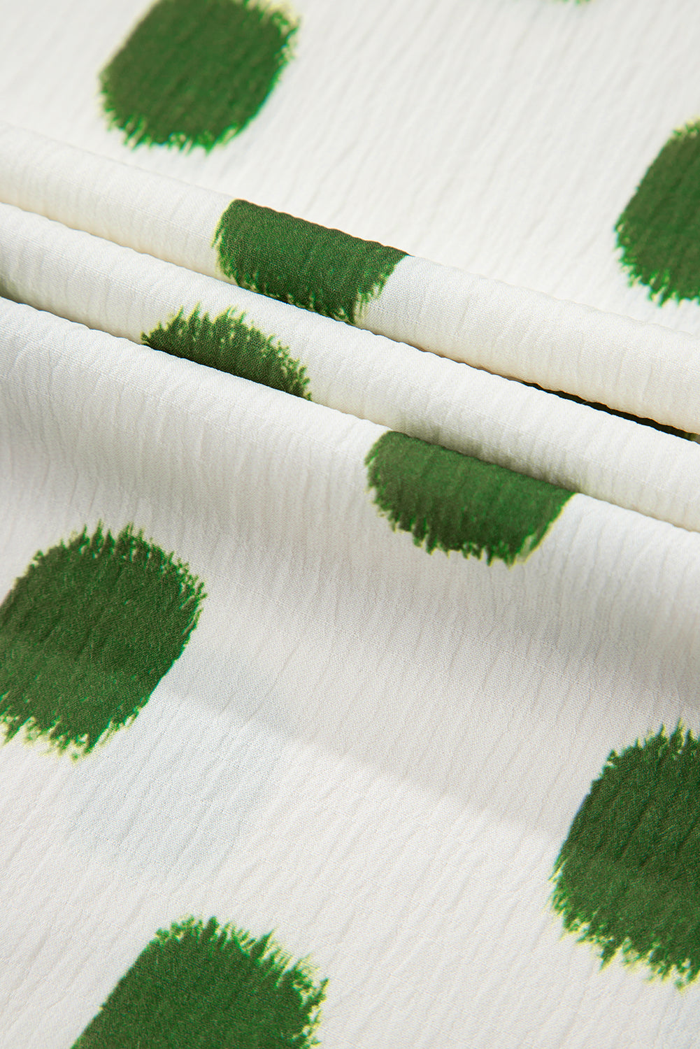 Black Polka Dot Print Smocked Notched Neck Balloon Sleeve Blouse Divine Design4U