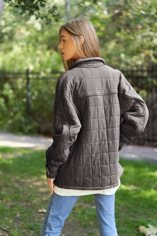 Mineral Wash Quilted Shacket