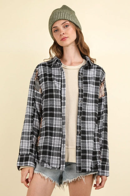 Very J plaid casual shirt