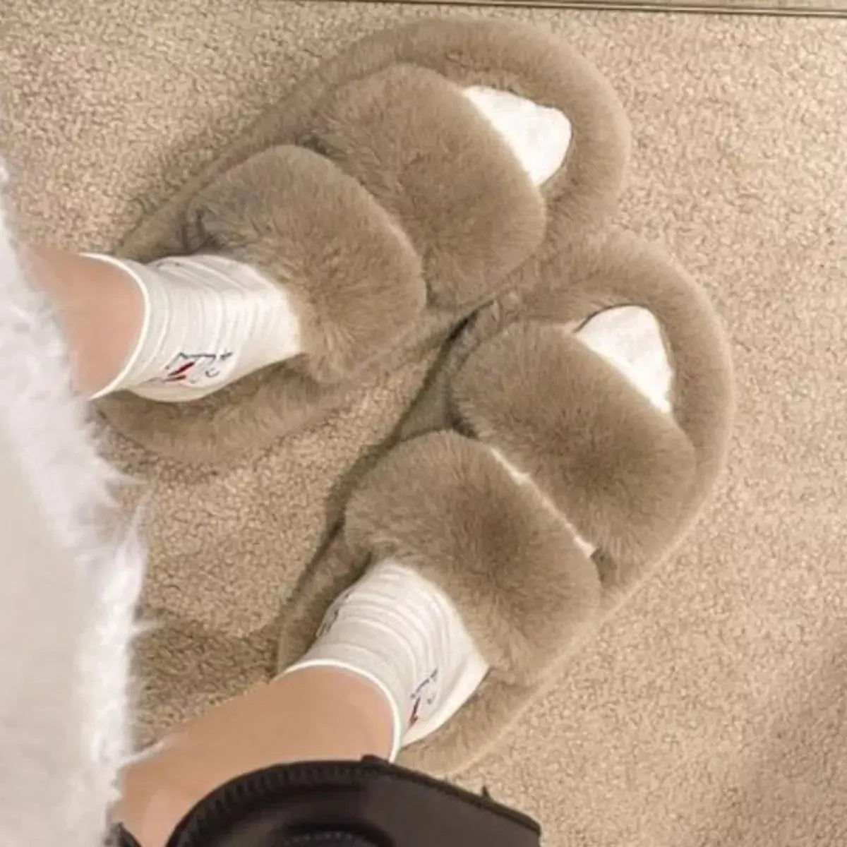 Fuzzy Open Toe Slippers Simply Love