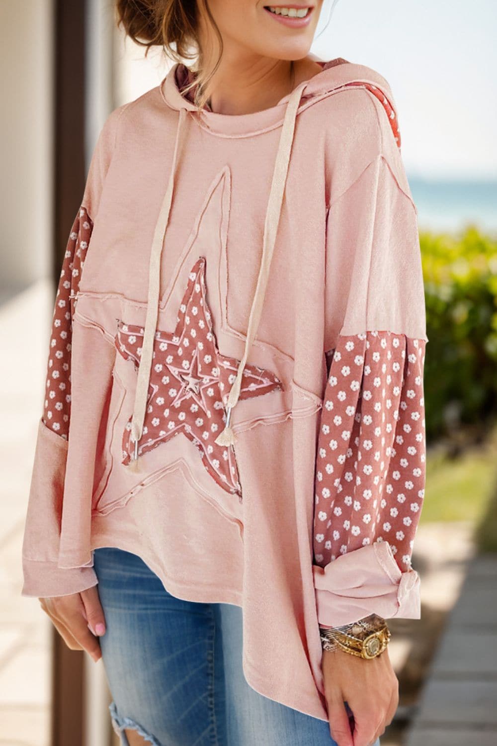 Drawstring Star Long Sleeve HoodieFeatures: Drawstring
Sheer: Opaque
Stretch: No stretch
Material composition: 65% polyester, 35% cotton
Care instructions: Machine wash cold. Tumble dry low.
ImportedLove Salve Drawstring Star Long Sleeve HoodieSweatshirts & Hoodies