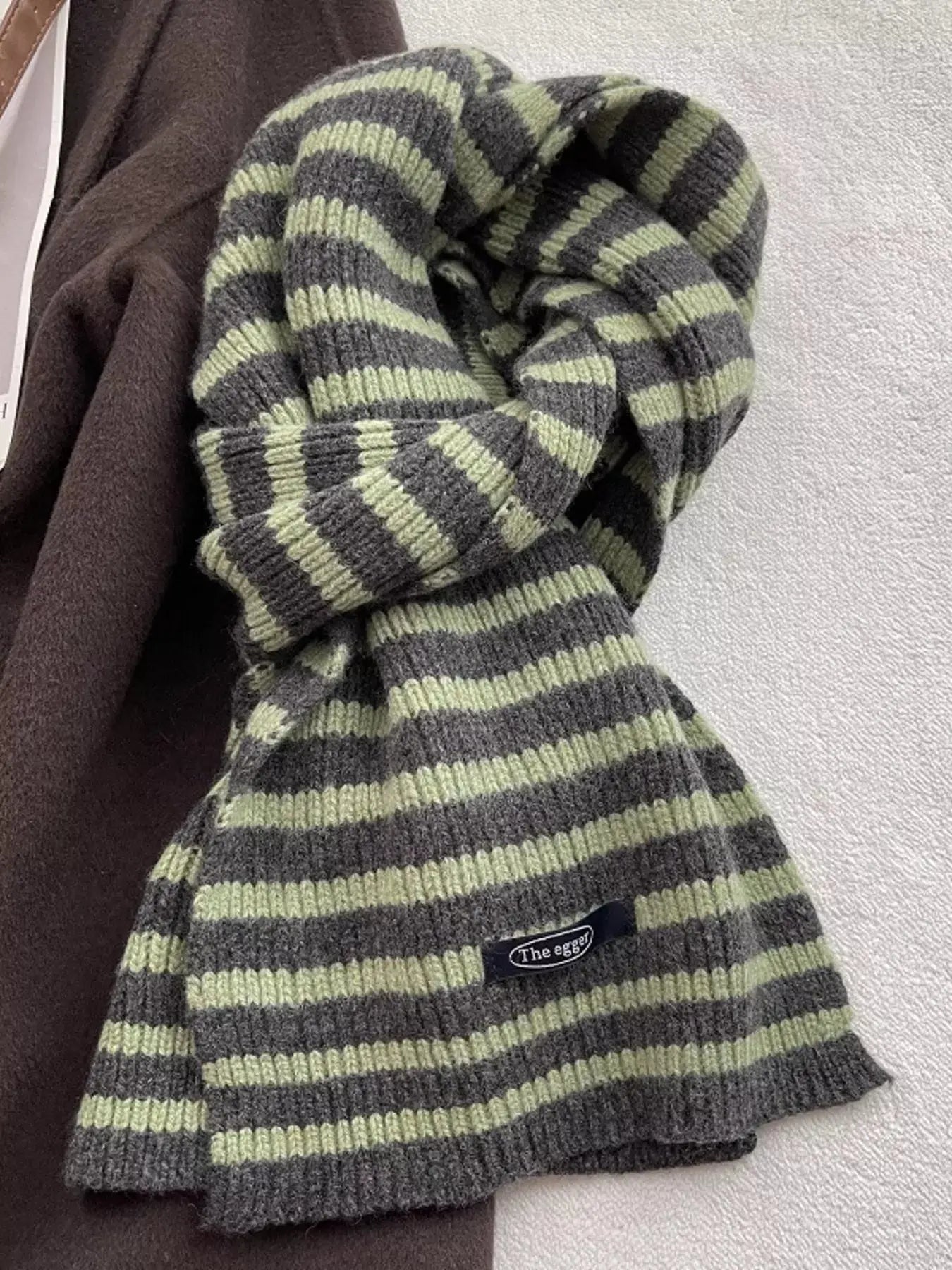 100% Wool Striped Knitted Winter Scarf Simply Love
