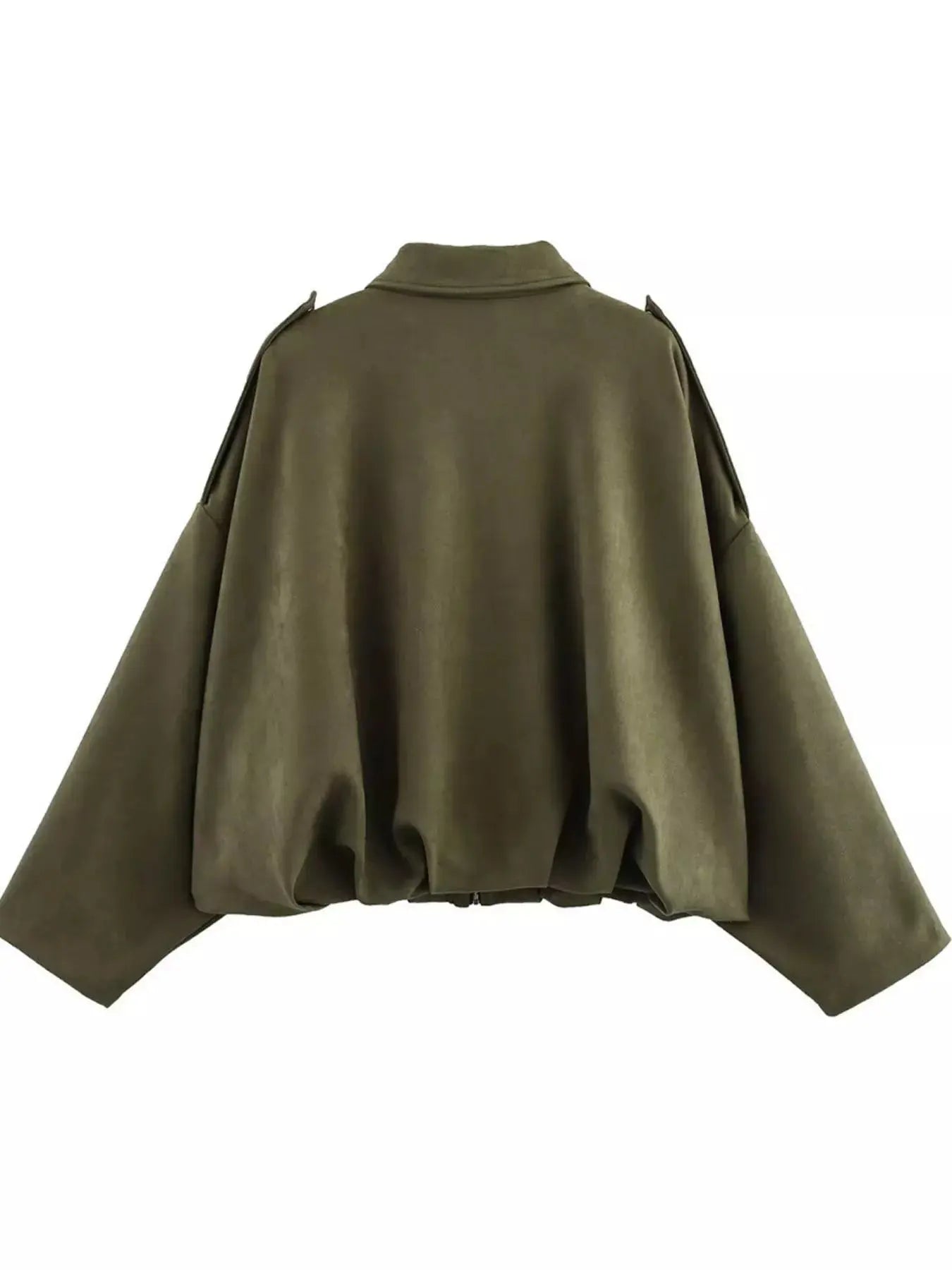 Collared Neck Dropped Shoulder Jacket Simply Love
