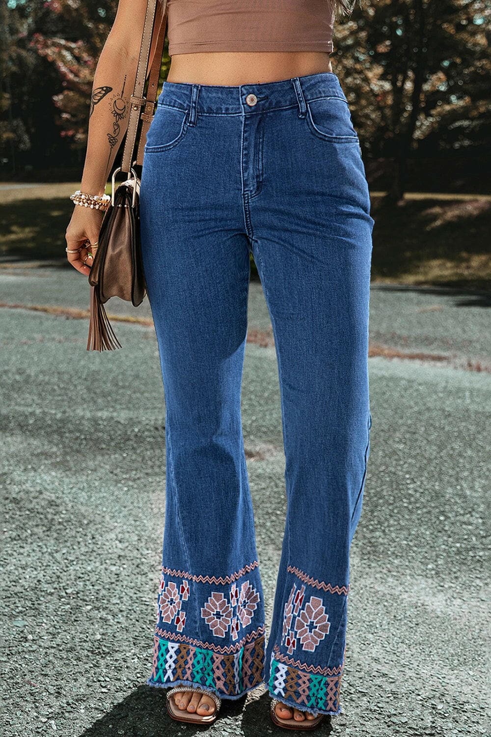 Embroidered Bootcut Jeans.