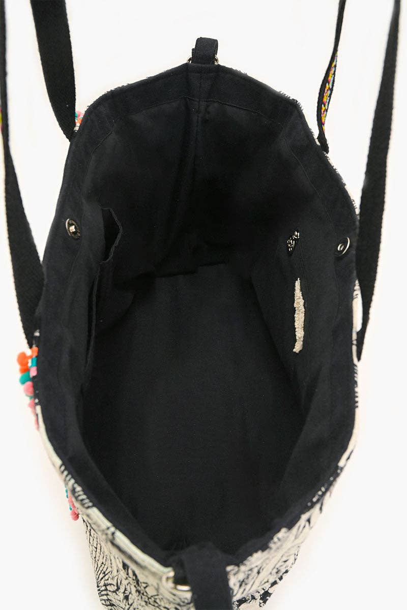 Tropical Leopard Embellished Tote With Luxe Cotton Jacquard Fitkitty Culture Athleisure Wear, Yoga Wear & Women's Clothing