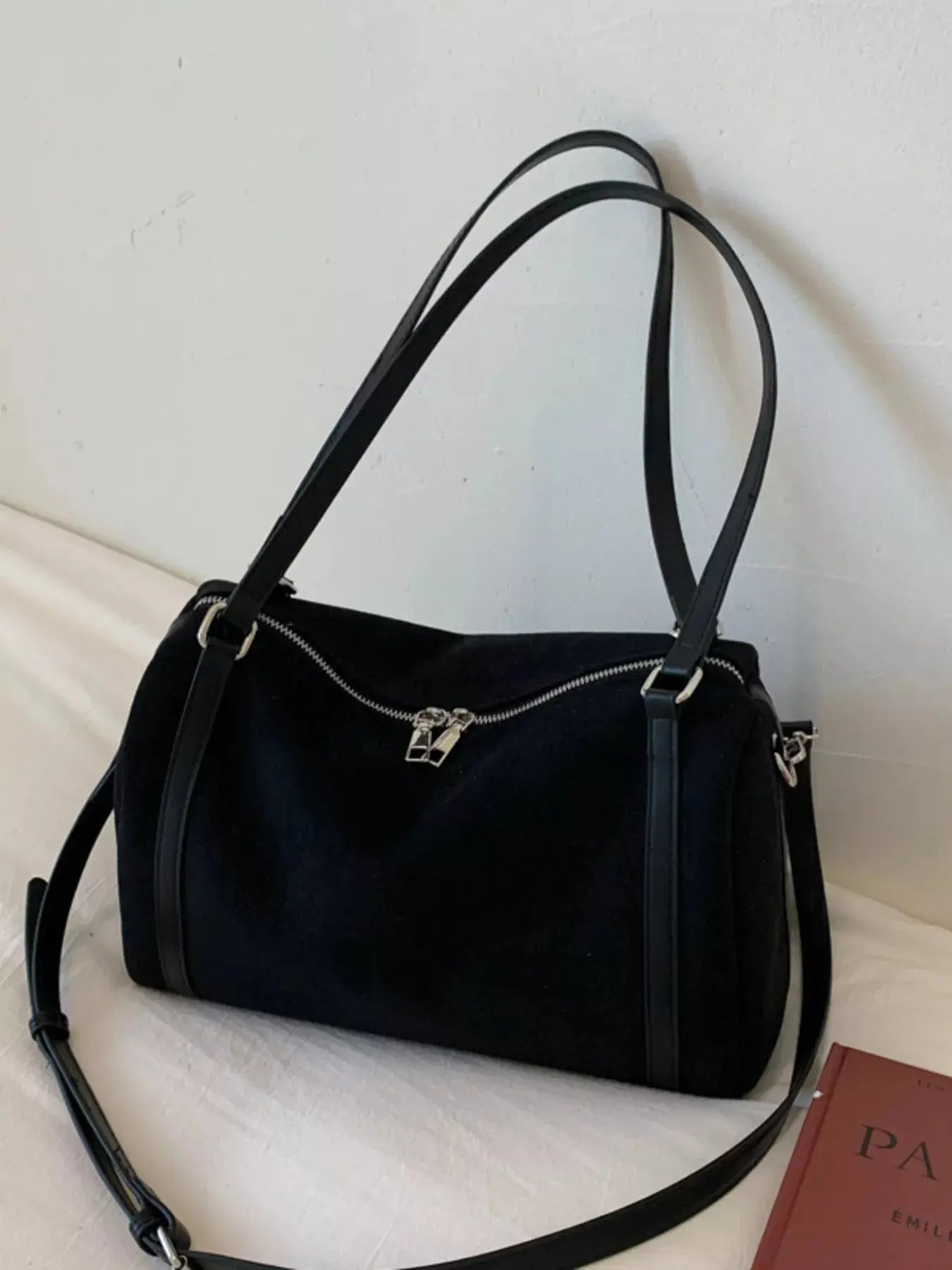 Suede Crossbody Bag with Zipper Simply Love