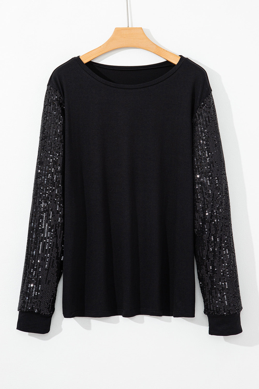 Elegant black sequin tunic top