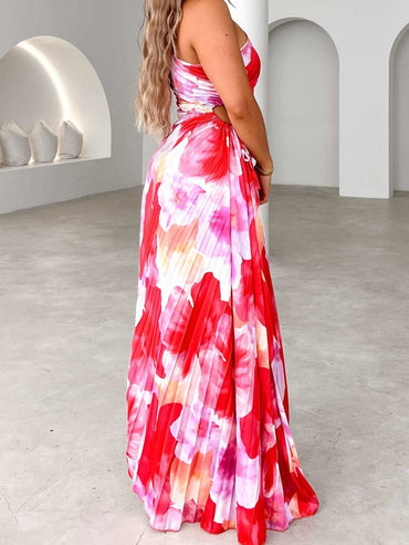 Glow & Go One-Shoulder Pleated Maxi Dress