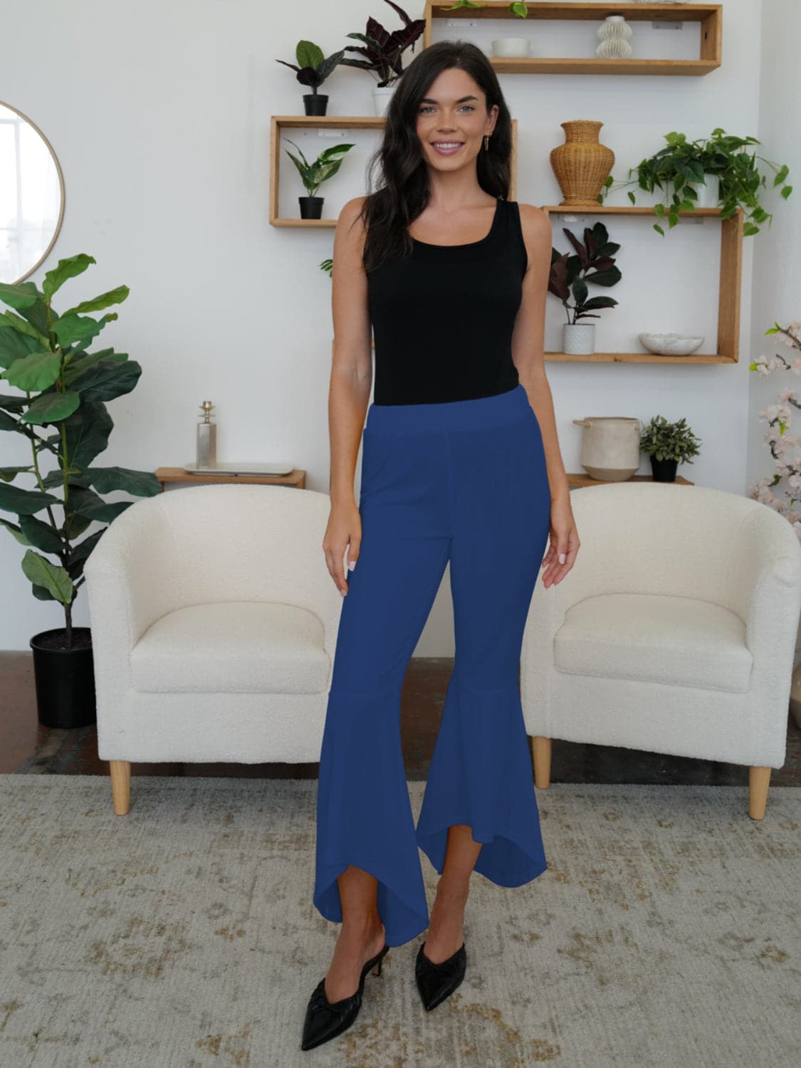 Chic high-low bootcut trousers