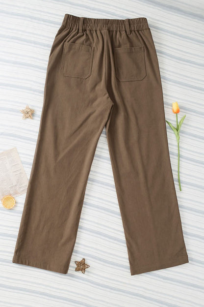 Comfort Fit Straight Leg Trousers with Elastic Waist