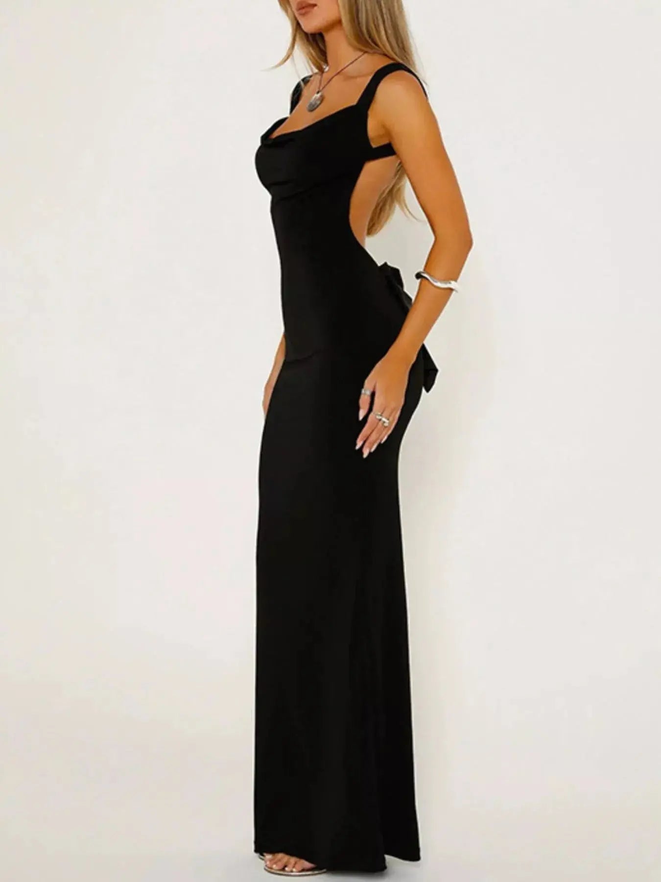 Backless Wide Strap Maxi Dress Simply Love