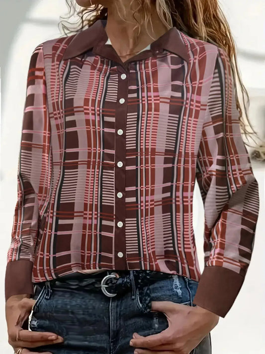 Plus Size Plaid Button-Down Shirt Simply Love