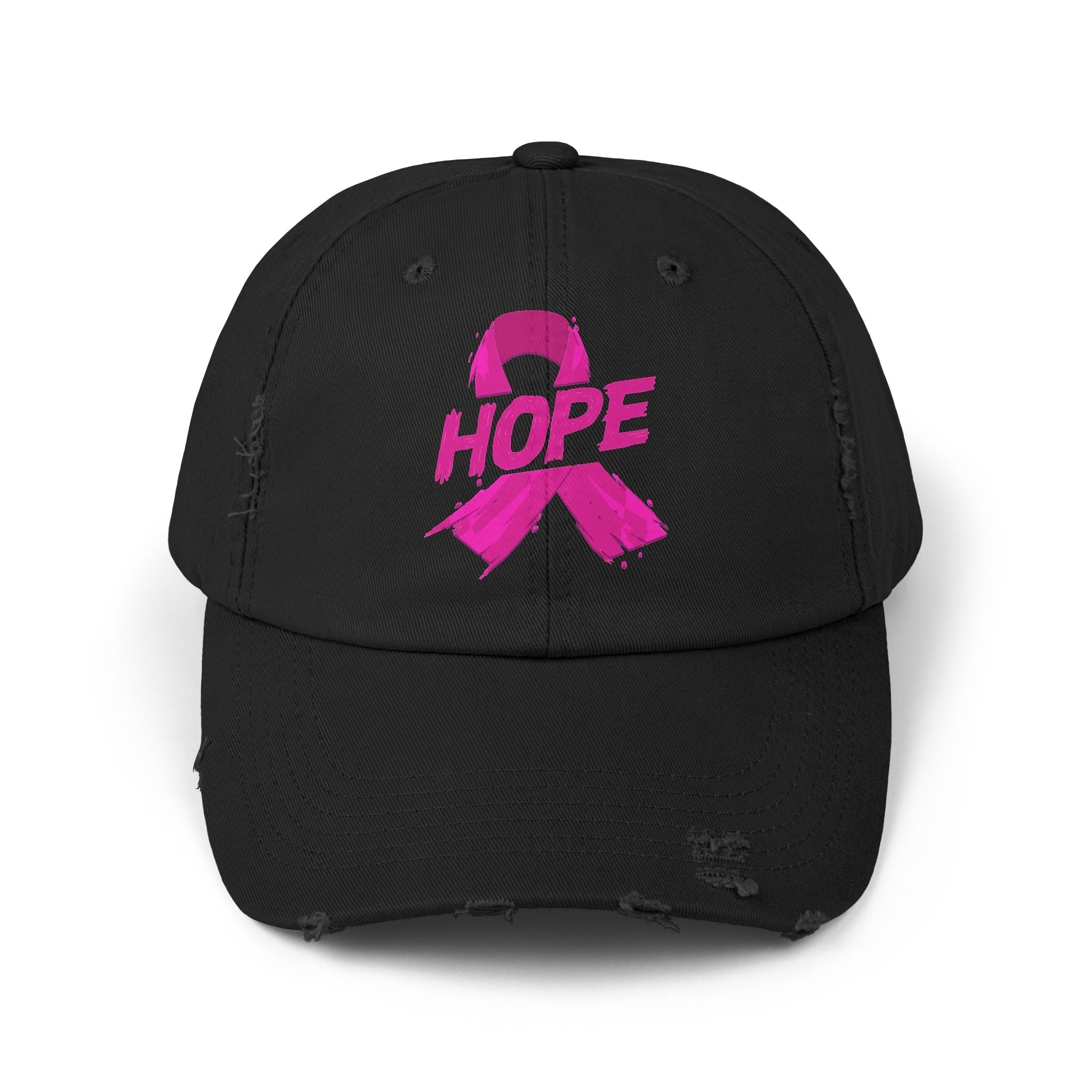 Hope Distressed Cap Unisex Cotton Twill Hat For Breast Cancer Awareness Gift Fundraising Everyday Style Coco’s Tee Boutique