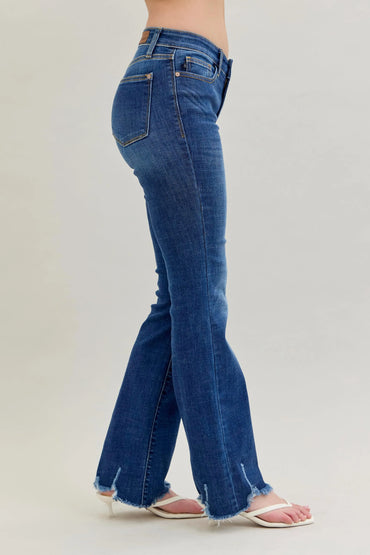 Judy Blue Plus Size Mid Rise Non Distressed Hem Bootcut Jeans - Love Salve 