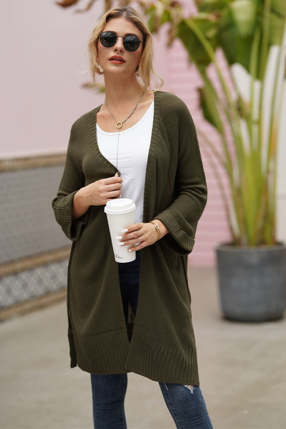 Open Front Long Sleeve Cardigan