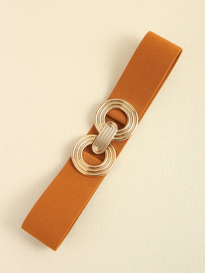 Geometric Buckle Elastic Wide Belt.