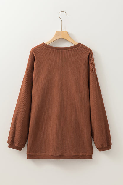 Chestnut Ribbed Corduroy Oversized Sweatshirt