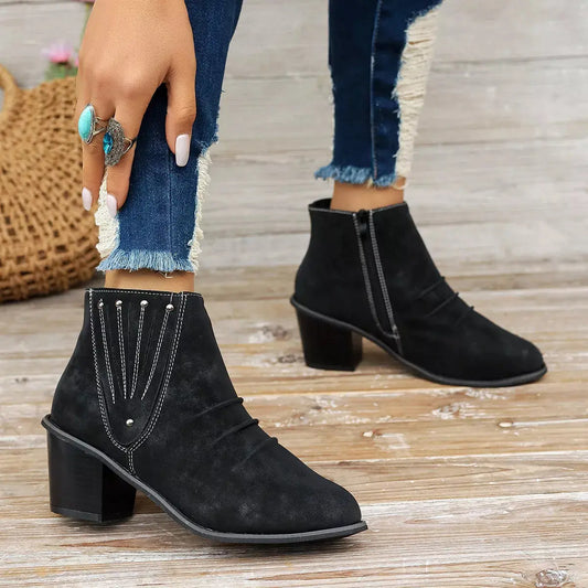 Point Toe Block Heels Boots Simply Love