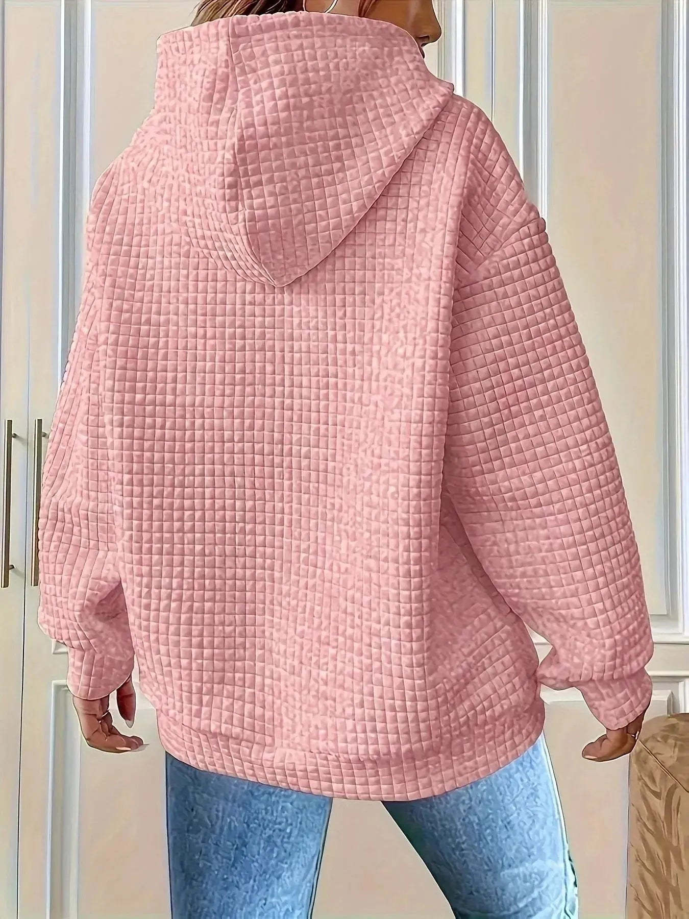 Textured Knit Drawstring Hoodie Simply Love