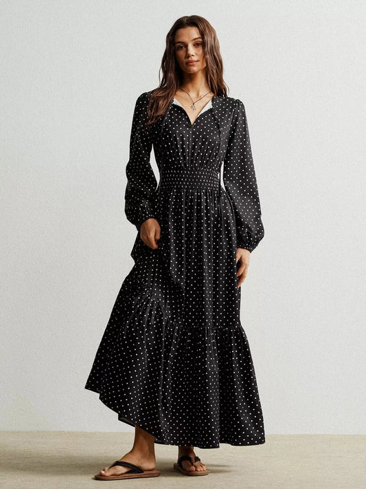 Polka Dot Long Sleeve Maxi Dress Simply Love
