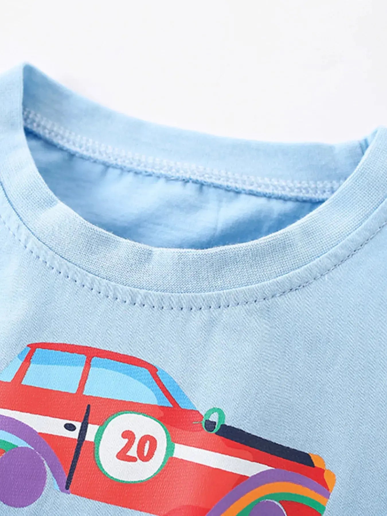 Children's Car Print Crew Neck Short Sleeve T-Shirt Simply Love