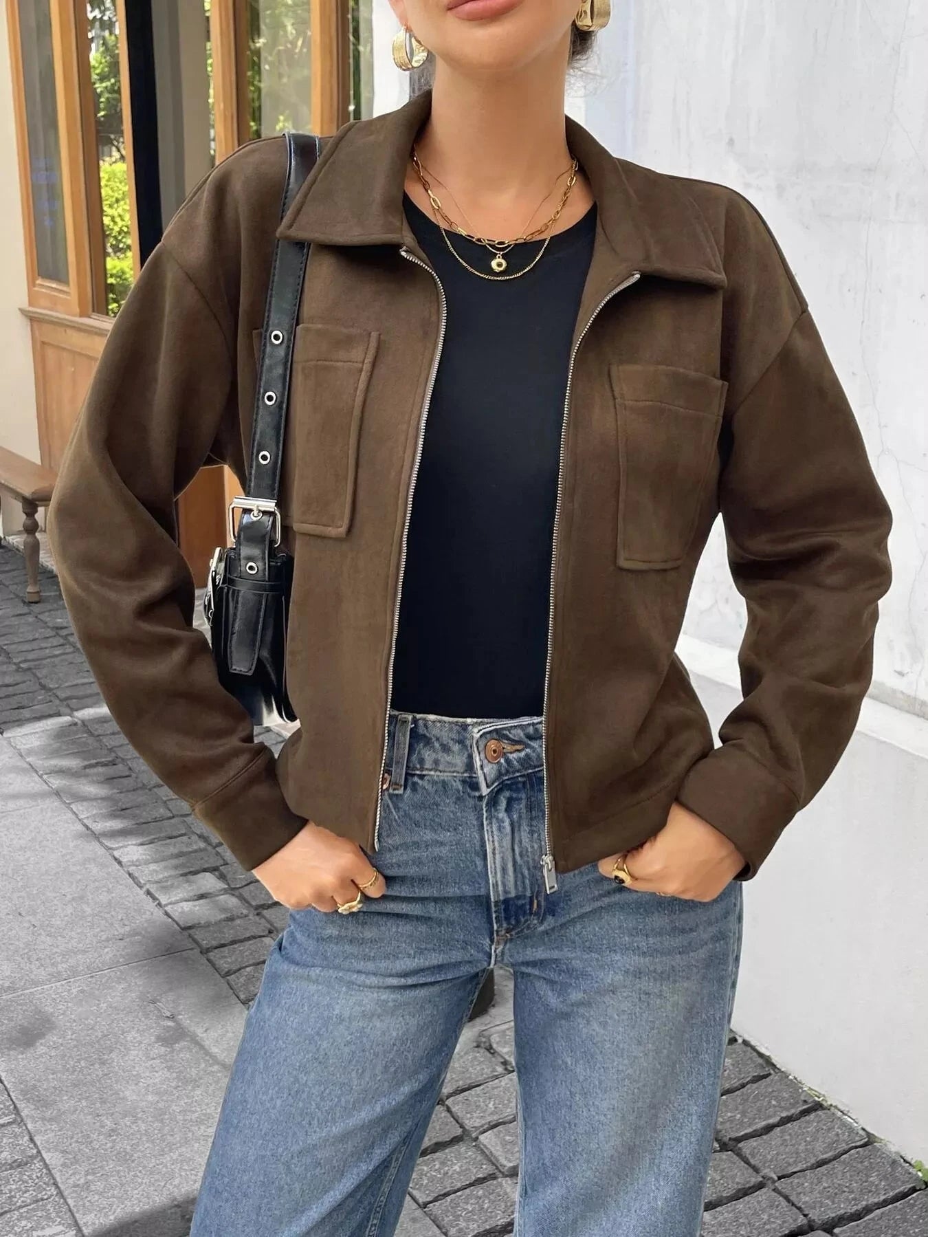 Casual Long Sleeve Zip Up Jacket with Pockets for Everyday Wear Simply Love