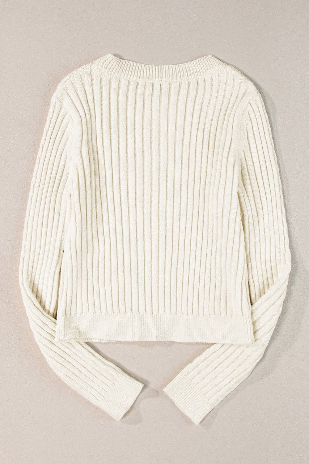 Cable-Knit Round Neck Long Sleeve Sweater.