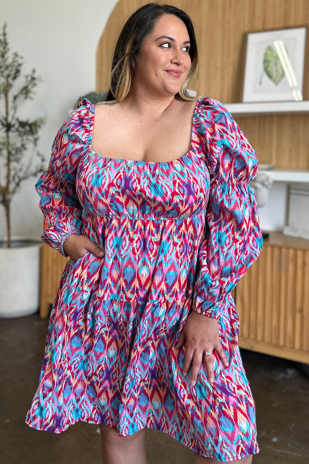 Double Take: Long Sleeve Print Dress