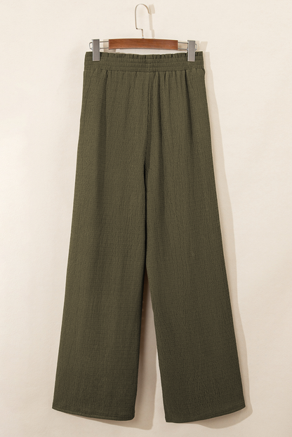 Jungle green plus size wide-leg pants