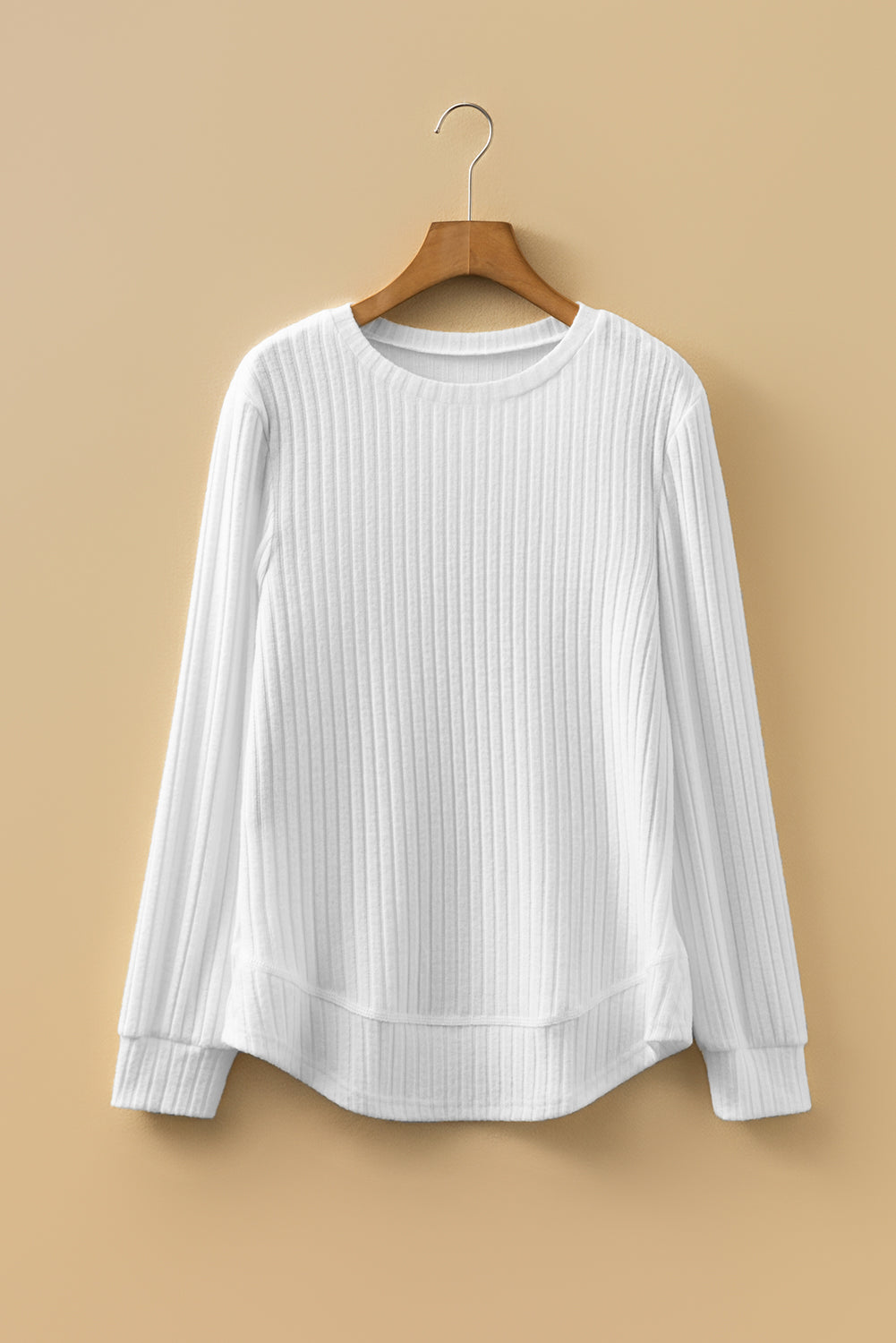Dear-Lover White Ribbed Knit Women's Casual Top: Everyday Wear, Long Sleeve Dear-Lover Dropshipping