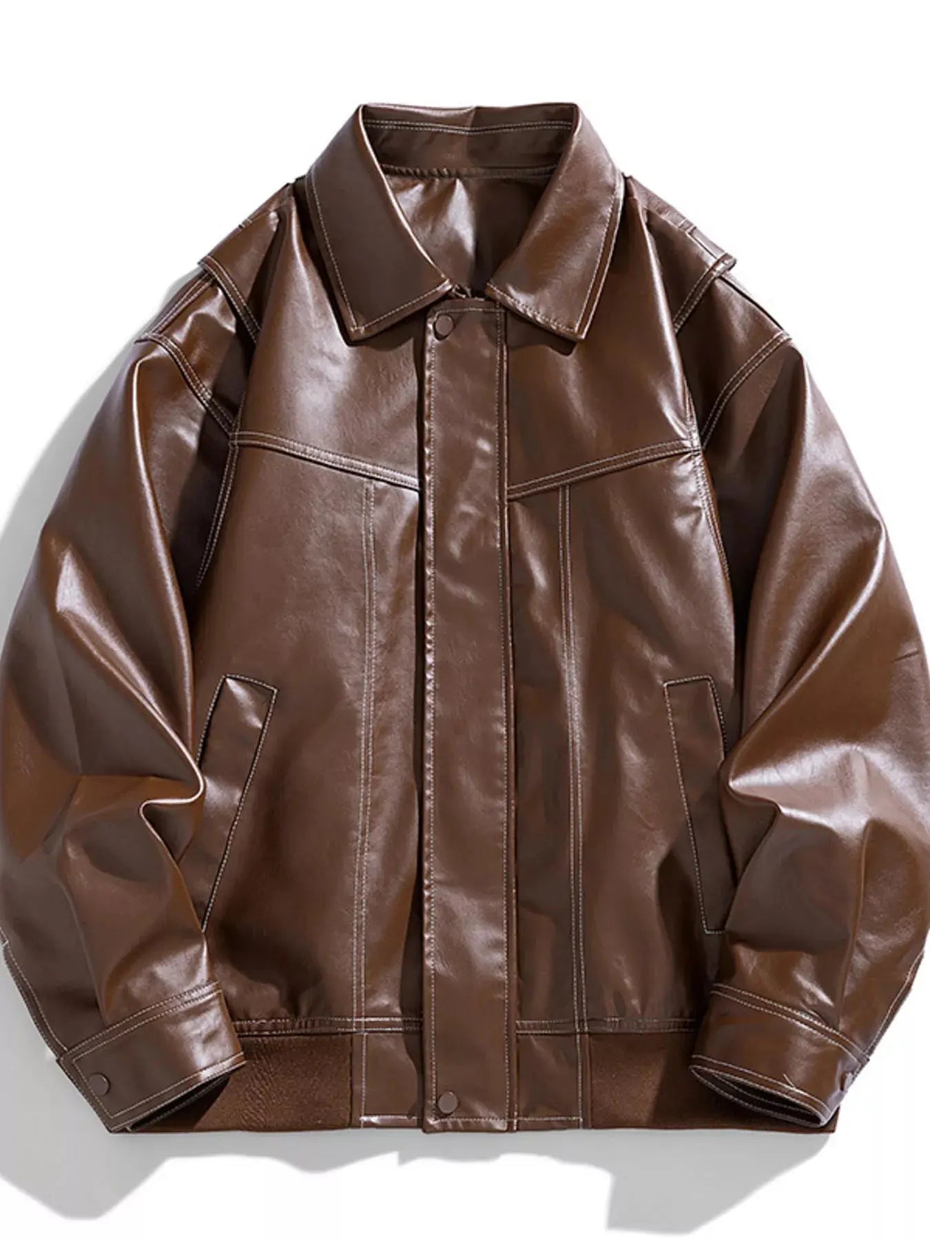 Men's Plus Size Leather Bomber Jacket Simply Love