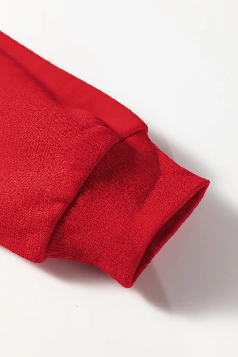 Fiery Red Varsity Striped Detail Crew Neck Plus Sweatshirt Dear-Lover Dropshipping