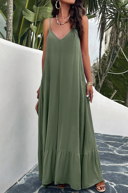 Backless Maxi Cami Dress with Pockets.