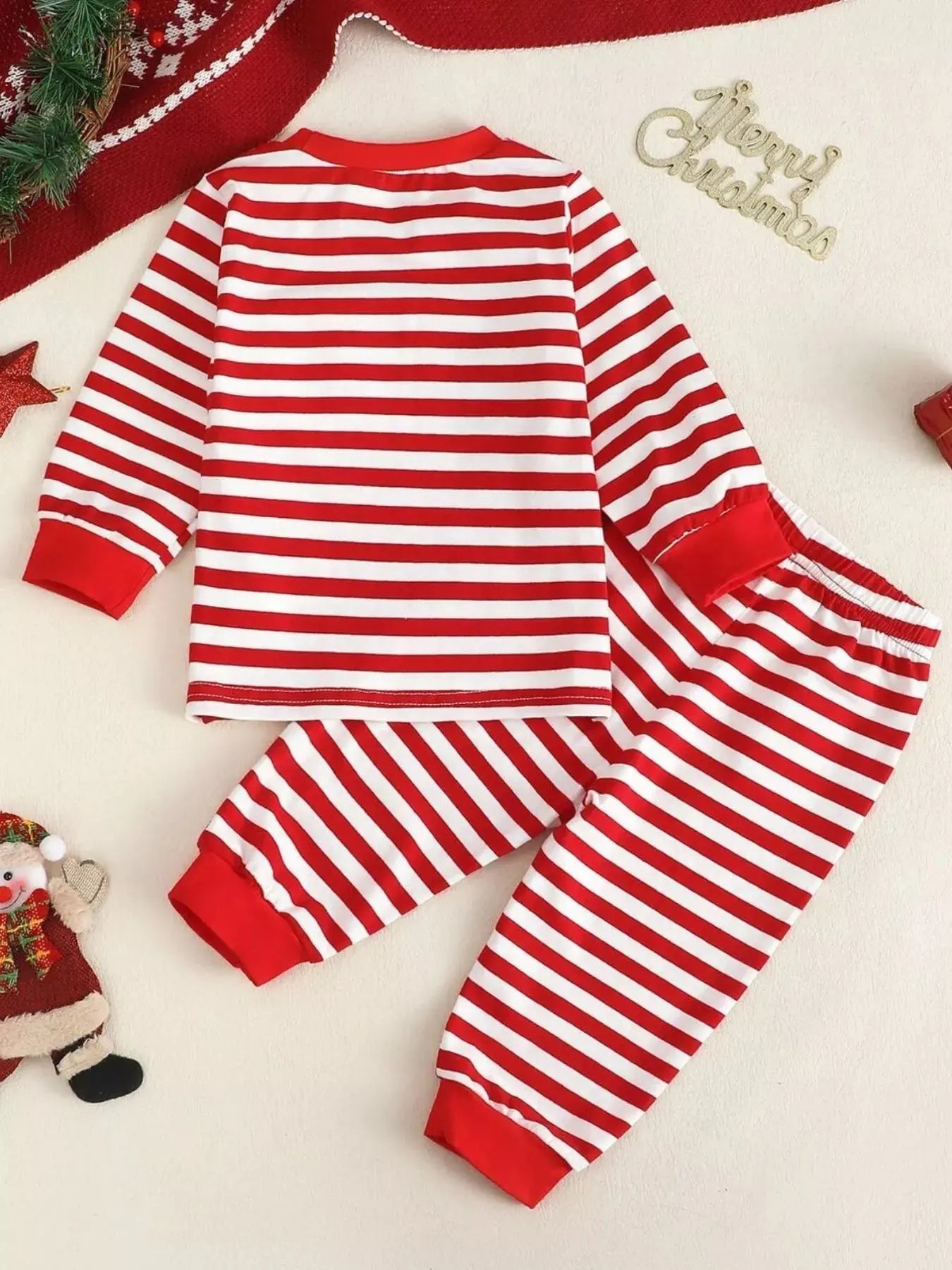 Kids Christmas Striped Pajama Set Two Piece Cotton Comfort Simply Love