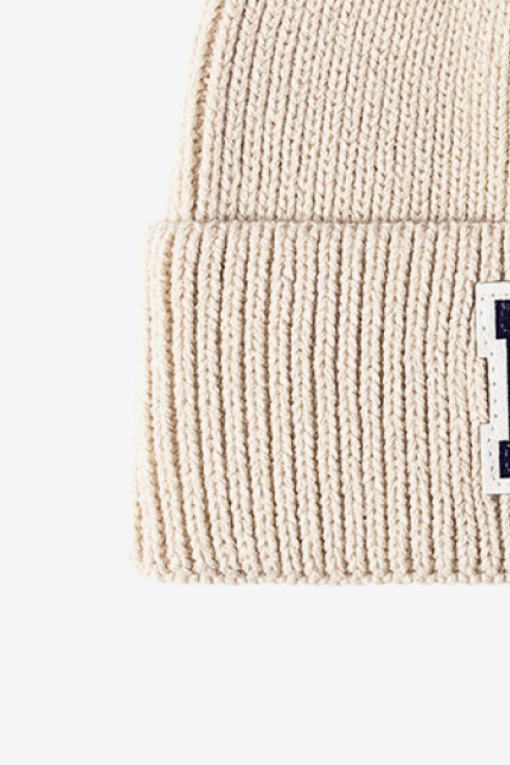 Letter Patch Cuffed Knit Beanie.