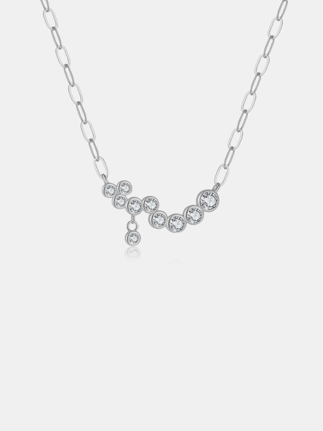 925 Sterling Silver Inlaid Zircon Necklace.