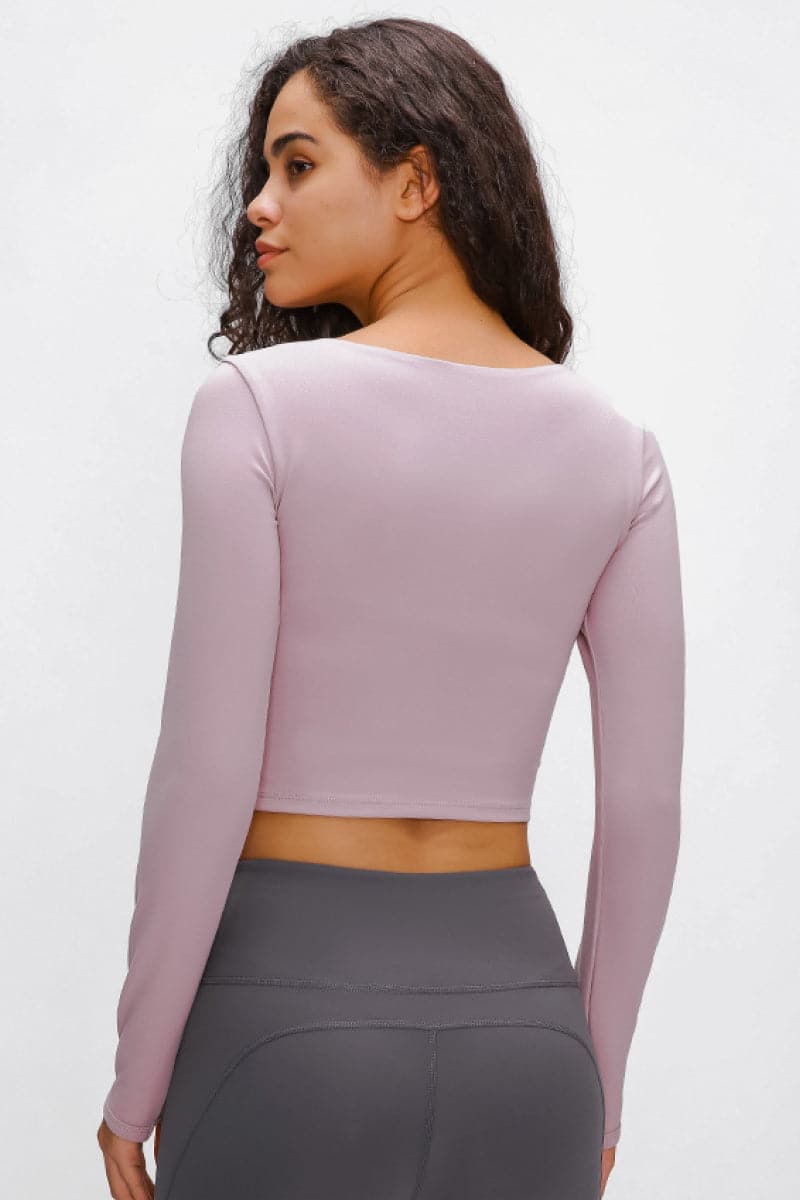 Long Sleeve Cropped Top With Sports Strap.