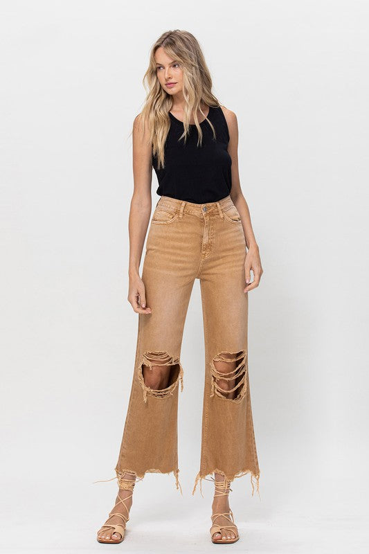 90's high-waisted crop flare jeans