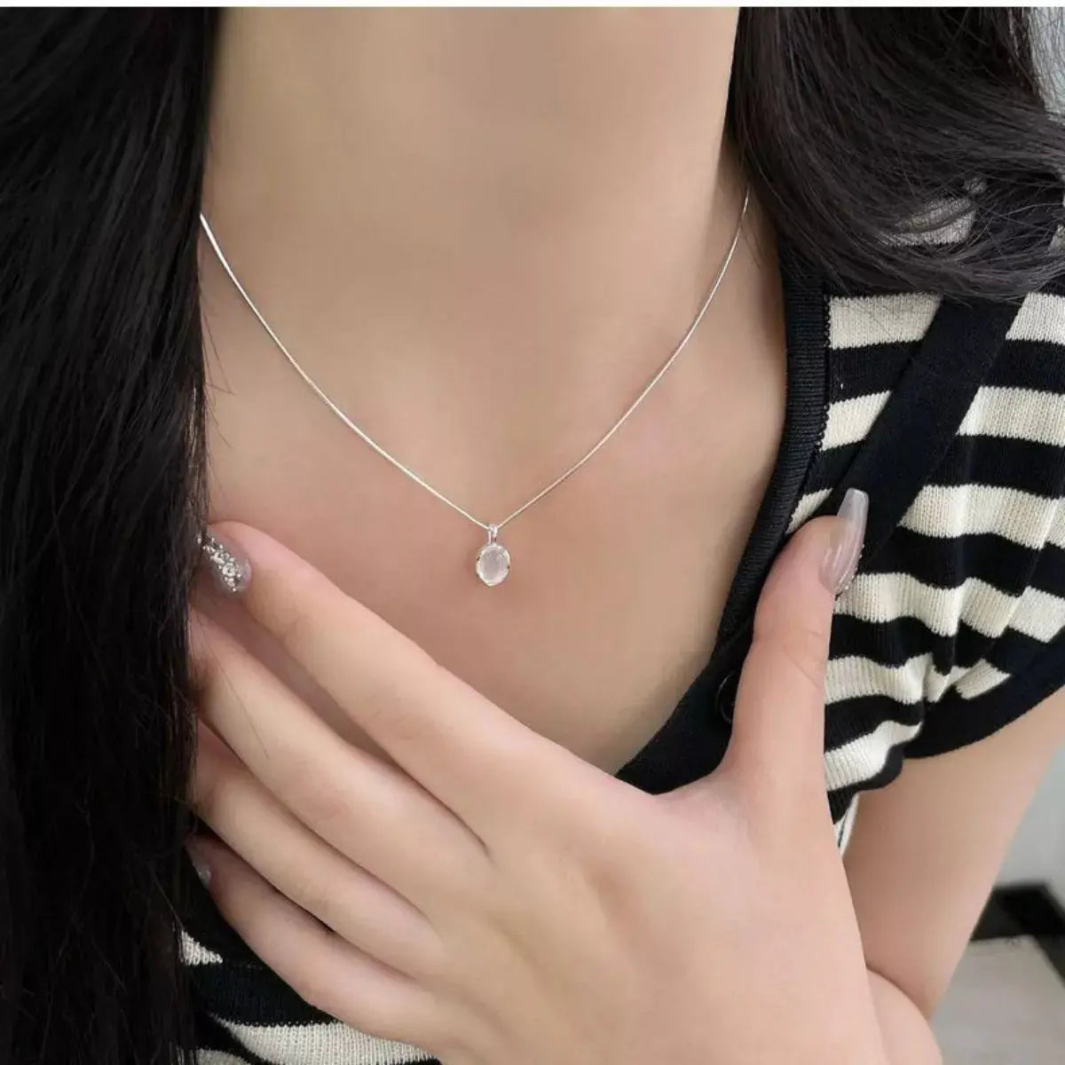 925 Sterling Silver Agate Pendant Necklace Simply Love