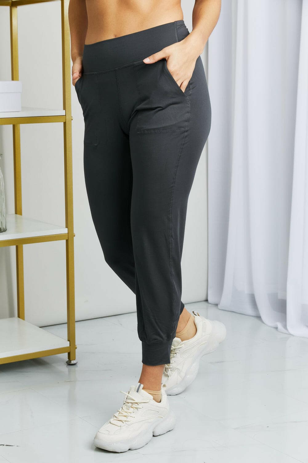 Leggings Depot Full Size Wide Waistband Cropped Joggers.