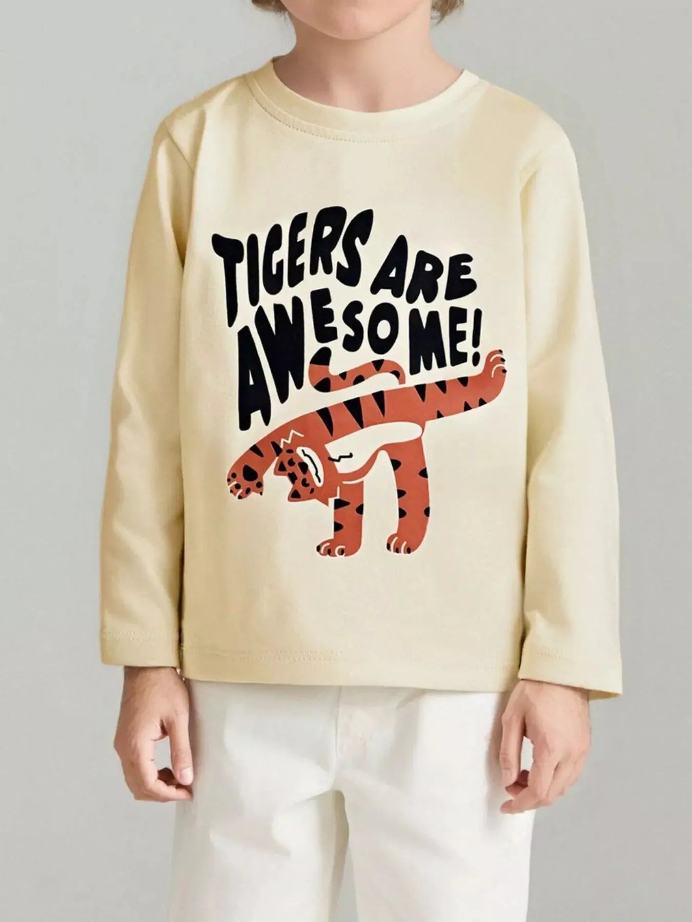 Kids Tiger Graphic Long Sleeve T Shirt 100 Percent Cotton Simply Love
